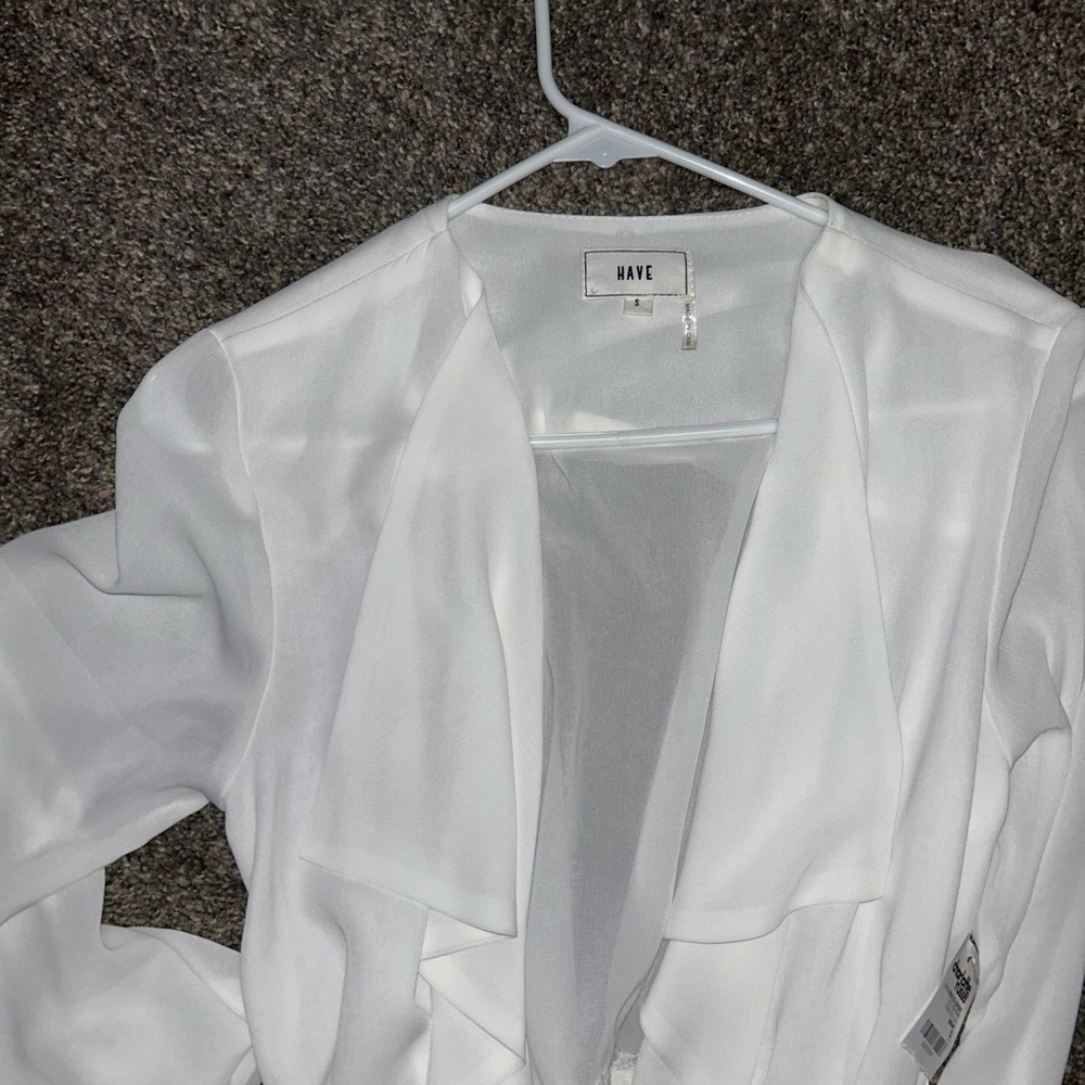 White linen trench coat